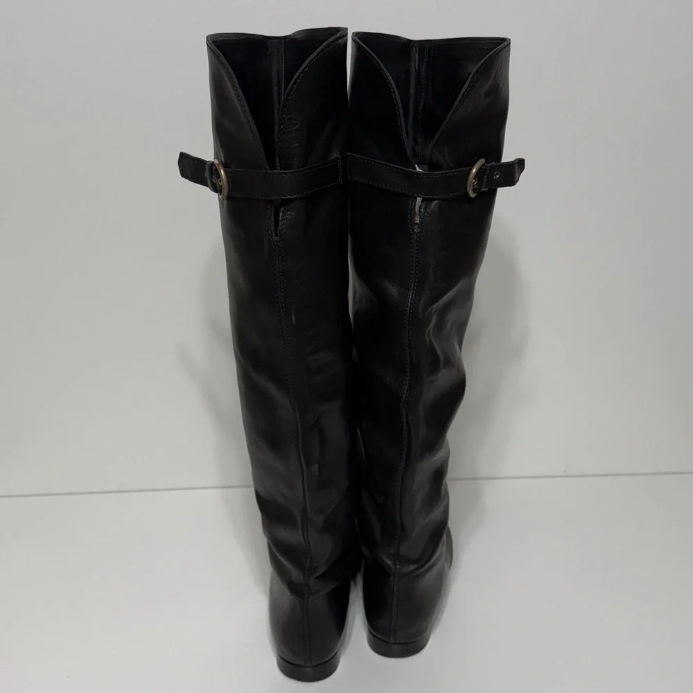 Sergio Rossi Knee High Tall Boots with Side Buckle Detail